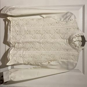 Goodnight Macroon silk and lace off white top!